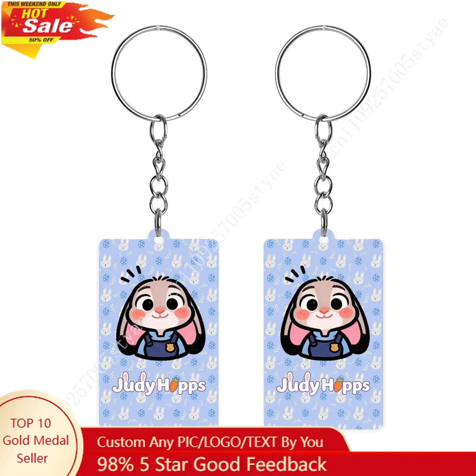 

Judy Hopps Keychain Disney Anime Custom Design DIY Your Own Pictures Text Bag Decoration Anti Loss Key Holiday Gift Souvenir