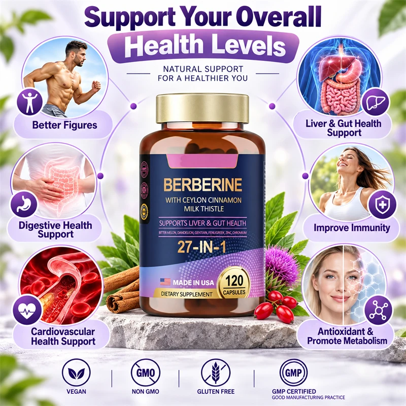 27 in 1 Berberine Capsules for Liver & Gut Health, Metabolism Weight Management, Immunity, Anti-oxidant & Blood Sugar Balance
