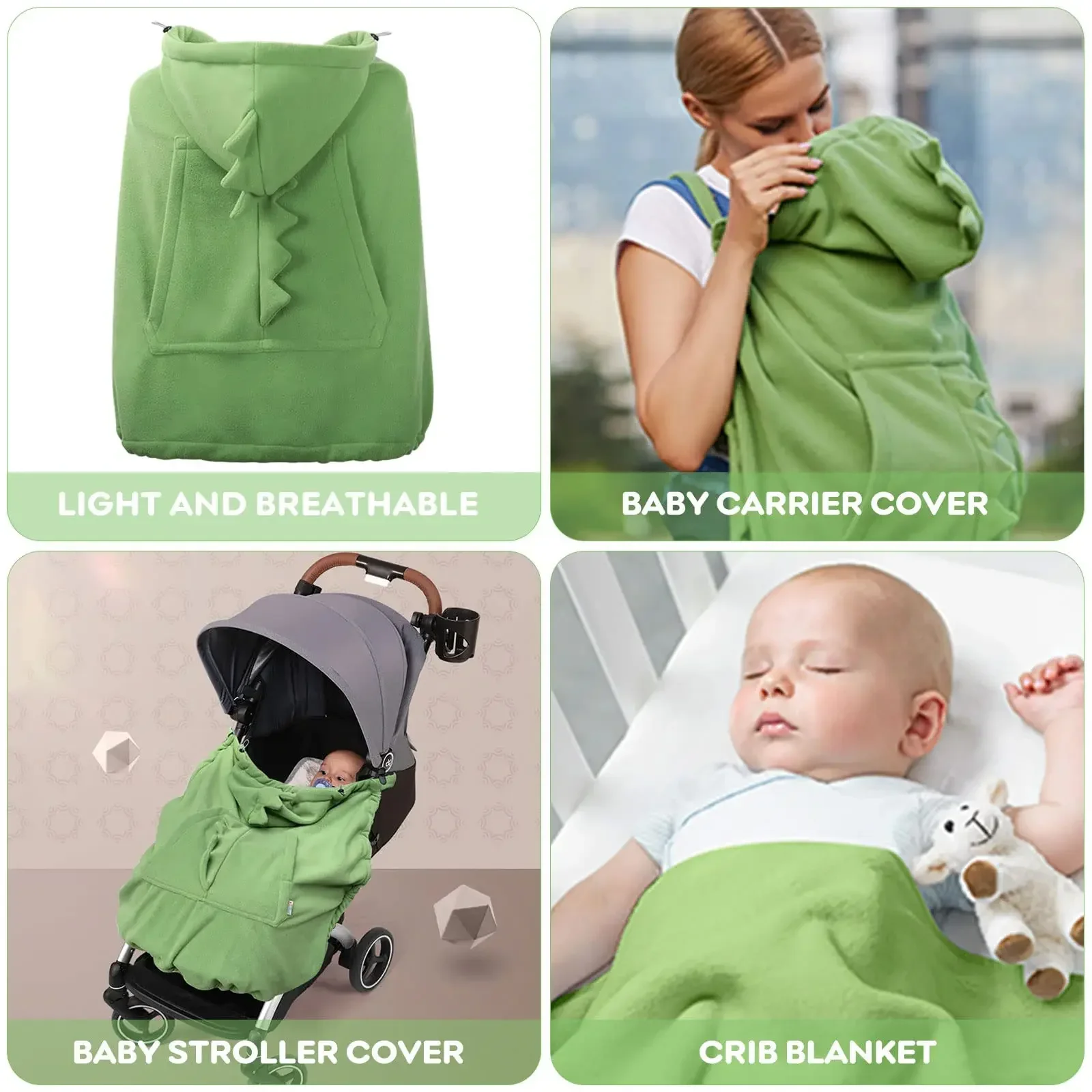 Windproof Stroller Cover Carrier Elastic Baby Hooded Cape Double Sided Hooded Suit Dinosaur Hoodie Baby Carrier Set