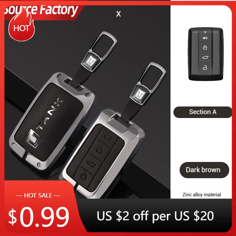 

Car Stickers Zinc Alloy Car Key FOB Protect Cover Case Set For Great Wall GWM WEY TANK 300 400 500 700 Tank300 Remote Holde