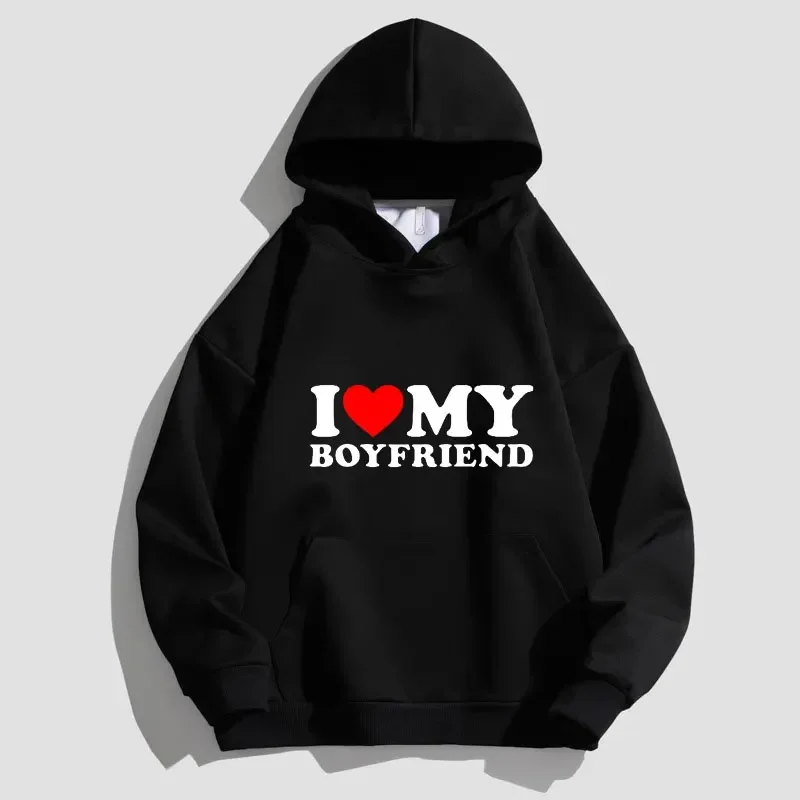 I LOVE MY GIRLFRIEND Print Unisex Hoodie Y2K Sweatshirt for Women\'s/Men\'s Hoodies Sweatshirts Solid Hoodies Pullovers Tops