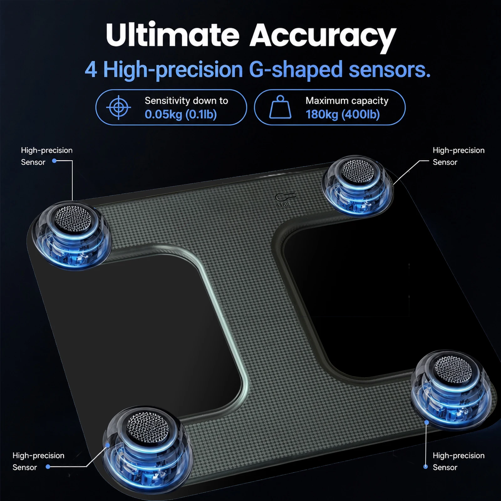 Bluetooth smart weight scale 180kg/400lb digital BMI weight scale with app data tracking LCD display, wireless bathroom scale