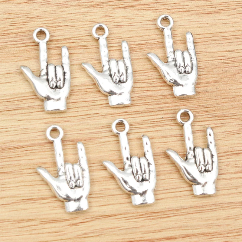 15pcs 22x12mm Antique Silver Plated Love Gestures Handmade Charms Pendant:DIY for bracelet necklace