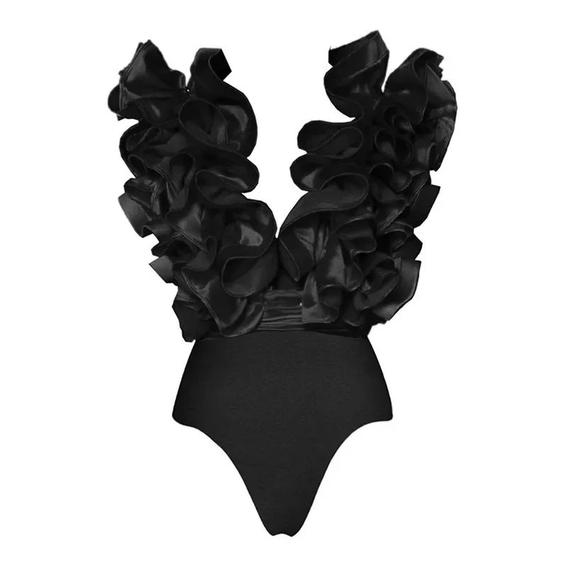 Maillot de bain de luxe une pièce, sexy, rouge, noir, décolleté en v plongeant, monokini, pour femmes, vêtements de plage, 2024