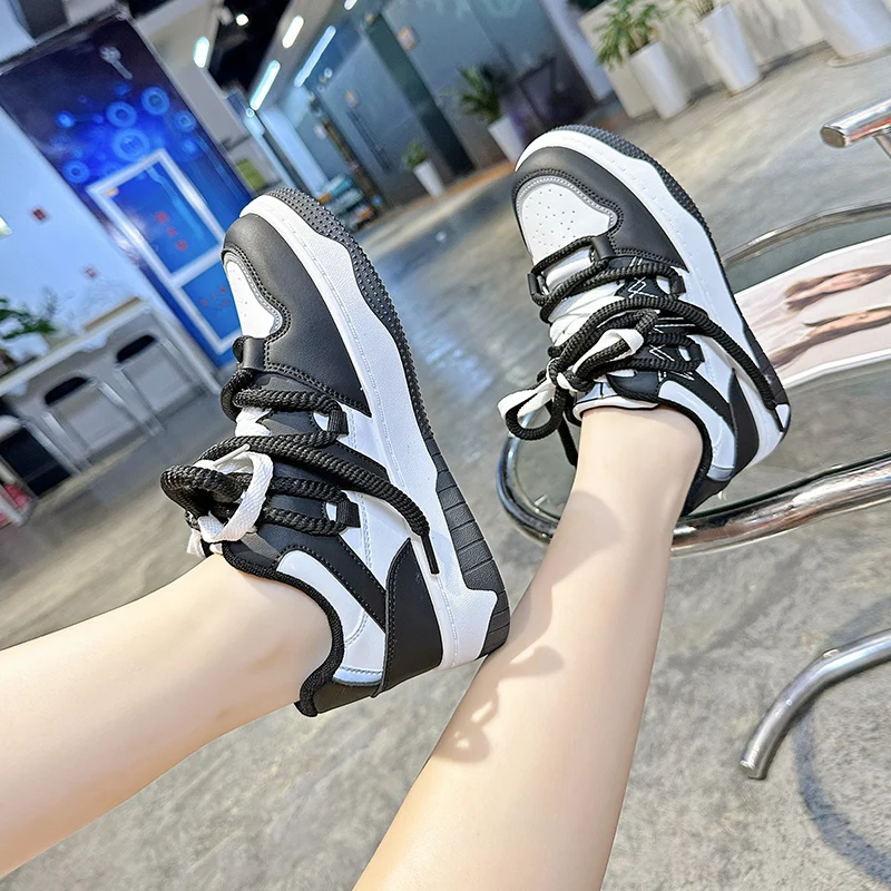 Board Shoes Women's Sneakers Muffin Thick Bottom Khaki Black White Color Women's Shoes Casual Sports Shoes