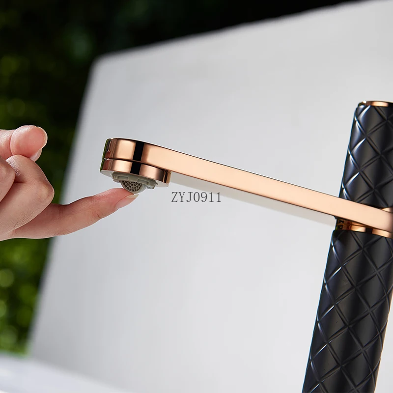 *Leather texture faucet All copper basin Hot and cold bathroom basin faucet