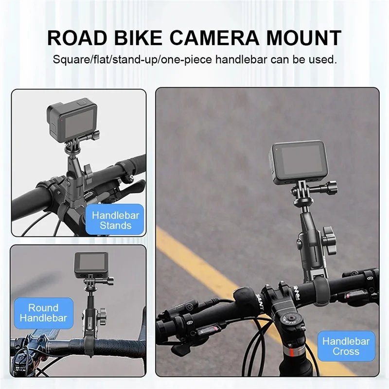 

AEF7-Motorcycle Bicycle Holder 360 Rotating Motorcycle Bike Camera Holder For Insta 360 X2 X3 Gopro 12 11 DJI Action Camera