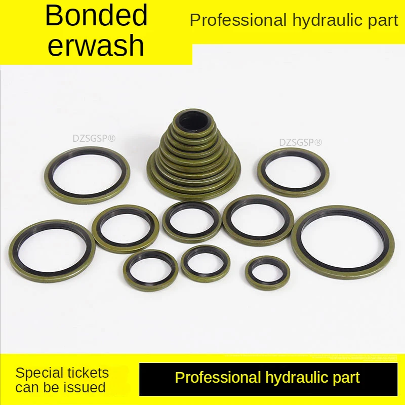 High Pressure Oil Pipe Joint  Combined Gasket Carbon Steel + Nitrile Rubber Seal O-ring M14 16 18 27