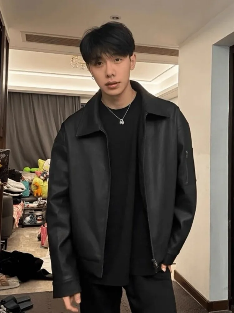 

Мужская куртка из искусственной кожи Bla, весенне-осенняя модная куртка высокого класса с крутым мотоциклетным воротником, молодежная верхняя одежда Faion