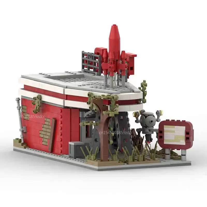 MOC Games Fallouted Red Rocket Modular Gas Station Truck Stop Building Blocks City Architecture Service Station Bricks Toy Gift