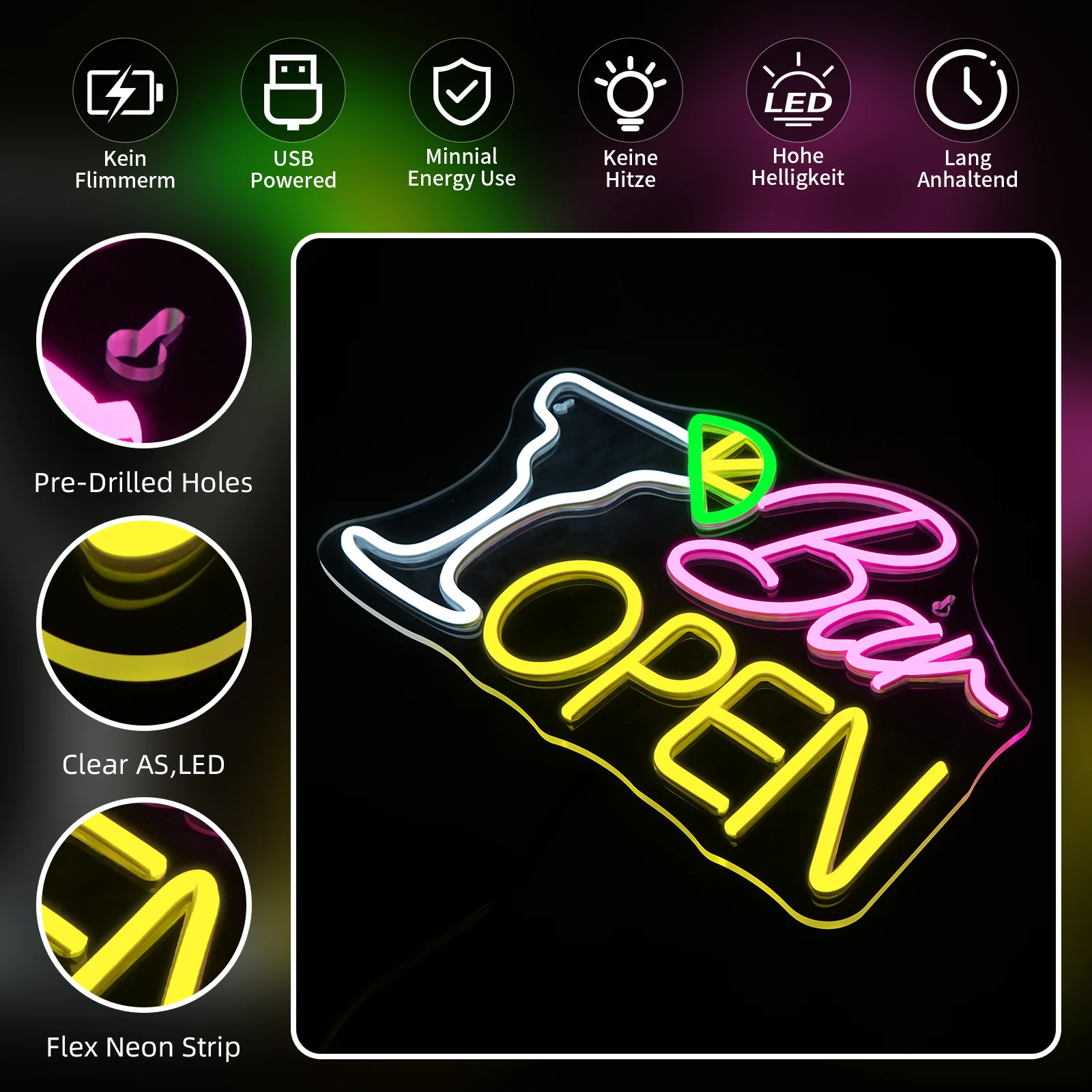 Bar Open Neon Signs Palm Tree Sign Beer For Beer Bar Coffee Cafe Club Store Home Pub Man Cave Summer Beach Party Business Decor