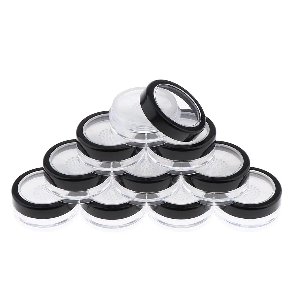 10Pcs  Box Empty Sifter Cosmetic Loose  Jar Make Foundation  Case - Portable Compact Size,Great for Travel