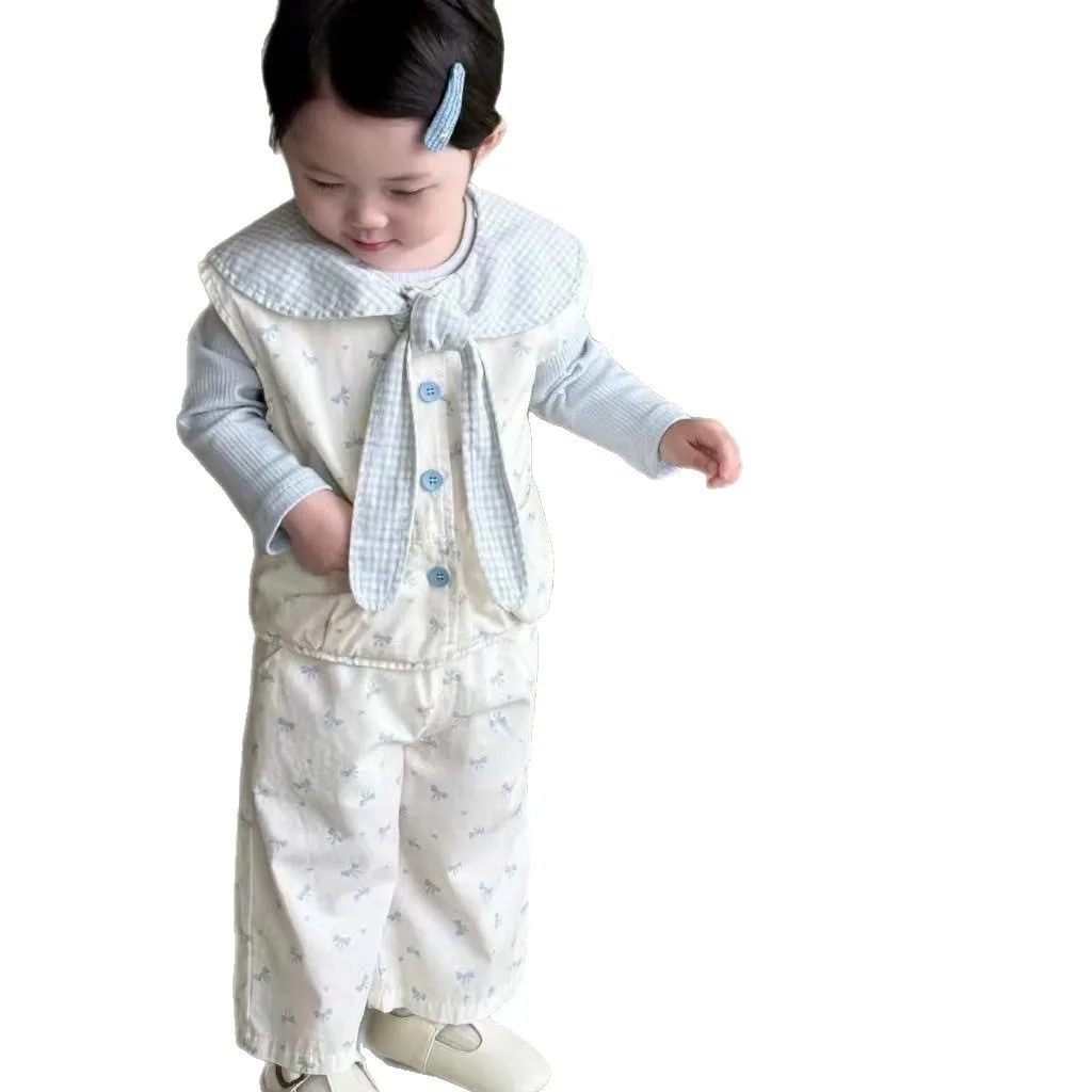 بدلة الفتيات 2025 ملابس الأطفال الجديدة للربيع والخريف ملابس الأطفال البنات على طراز الكلية سترة حلوة قميص سفلي ثلاث مجموعات بسيطة #5