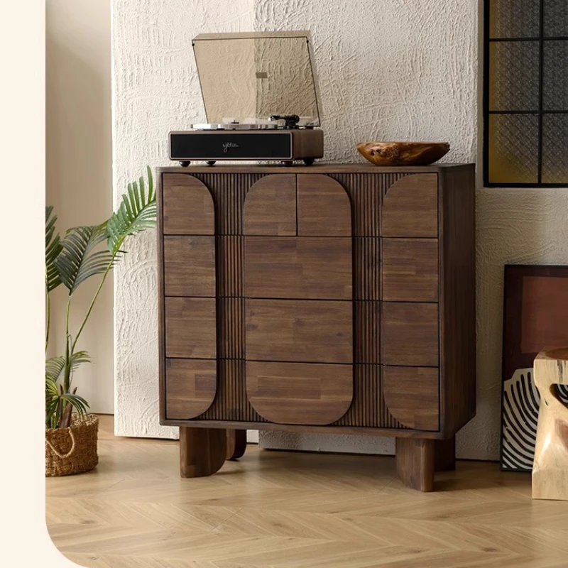 

Retro solid wood chest, living room, bedroom, household drawer storage chest of drawers, side cabinet, medieval wall