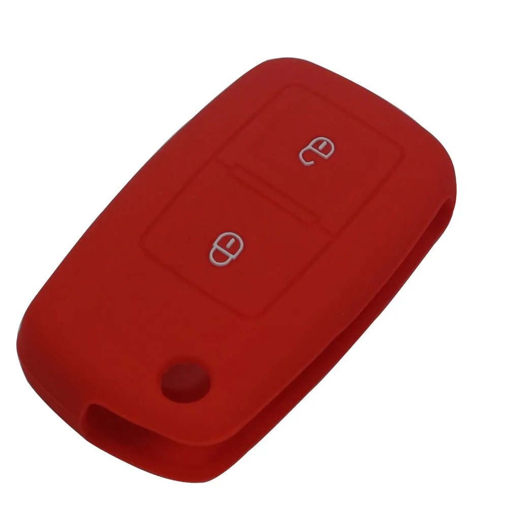 Jingyuqin 2 Button Silicone Flip Rubber Car Key Cover Case for VW Volkswagen Amarok Polo Golf MK4 Bora Jetta Altea Alhambra