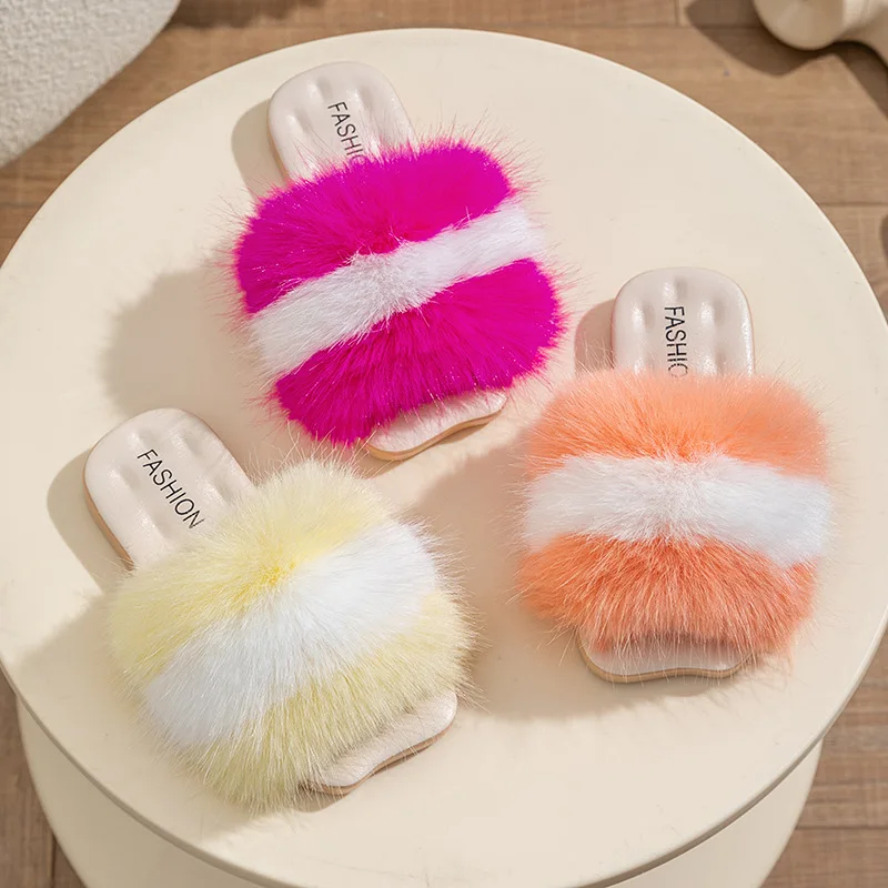 Children Winter Girls Platform Kids Plush Slippers Home Indoor Non-Slip Warm Cute  Schoolgirl Princess Shoes 3-12 Years