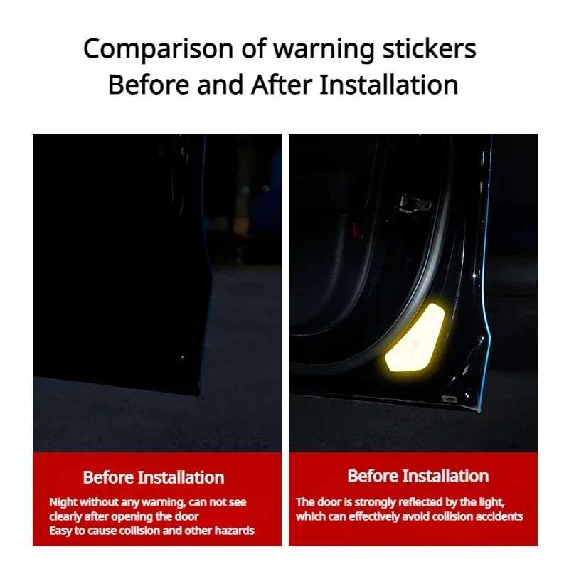 4Pcs/set For tesla model 3 highland 2024 car door Reflective Stickers Night Driving Safety Tips Decal Lighting Sticker Luminous