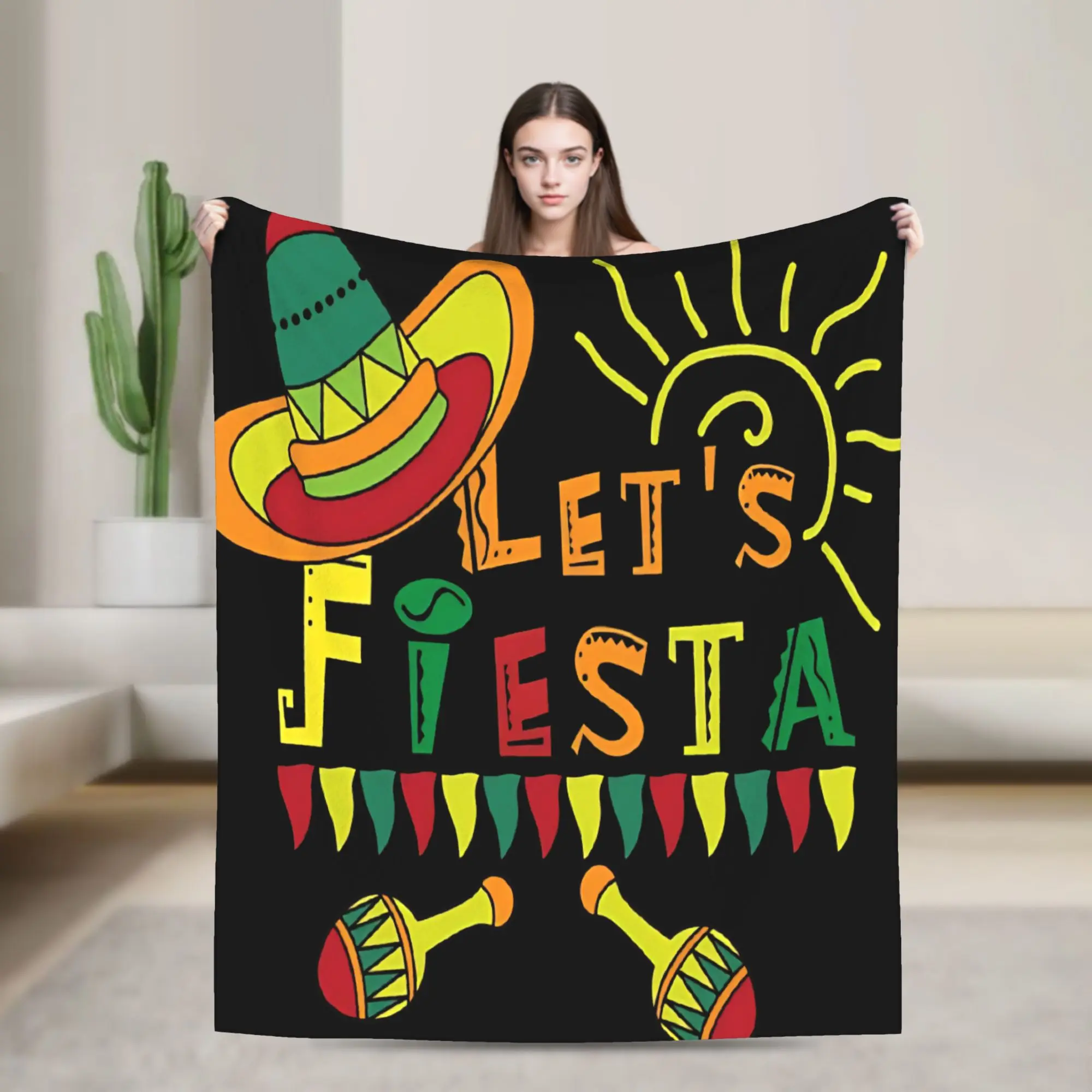 Let's Shift Party Fiesta Flannel Blanket Autumn Mexican Amigo Cinco De Mayo Soft Throw Blanket for Kids Bedspread Sofa Bed Cover