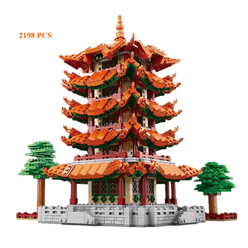 MOC Ancient Chinese Style Xi'an Bell Tower Building Block Set Traditional Architecture Temple With Light Toys Kids Birthday Gift