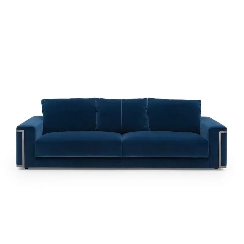 Light luxury living room villa large flat matte leather sofa