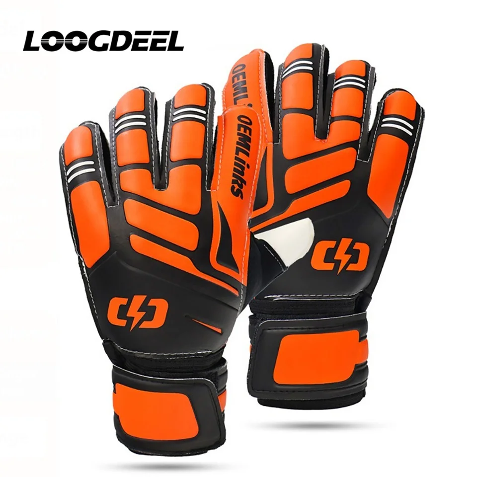 LOOGDEEL1Pair PU Goalkeeper Gloves Kids Wear Resistant Anti-slip Thickening Handguard Adults Children Football Sports Gloves