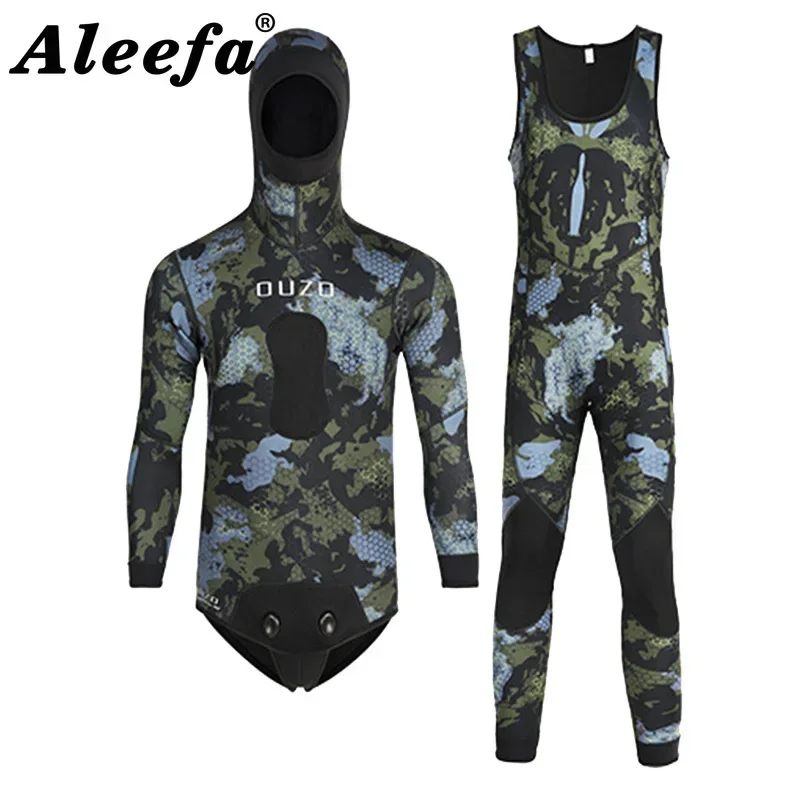 

Mens Diving Suit Spearfishing Wetsuit Camouflage 3mm Neoprene Two-piece Set for Diver Surfing,Diving,Winter Swimming