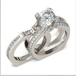 Stunning AAAAA Zircon Promise Ring Set 925 Sterling Silver Wedding Band Rings for Women Men Promise Party Jewelry Gift