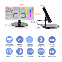 LED Display with Mirror and 2 Alarms, 11 RGB Night Light Mode, Phone Charging Station, Alarm Clock for Bedroom, Desktop