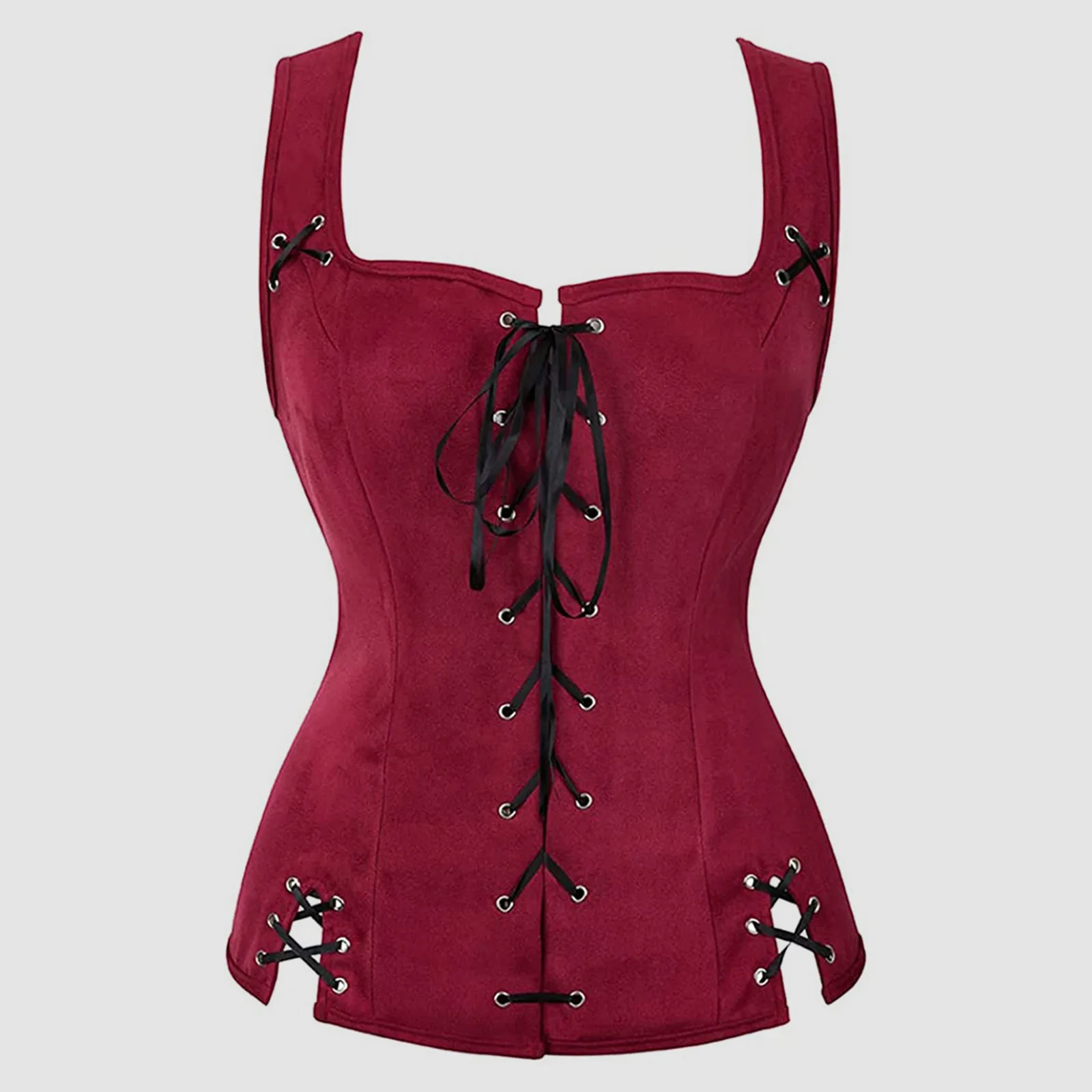 

Medieval Corset For Women Lace Up Solid Color Corsage Vintage Vest Outfits Pirate Corsets Plus Size Halloween Cosplay Costume