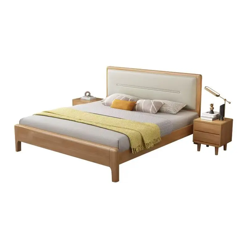 

……&Minimalist Solid Wood North European Headboard Nordic Style Durable King Queen Size Bedroom Furniture for Villa Hotel