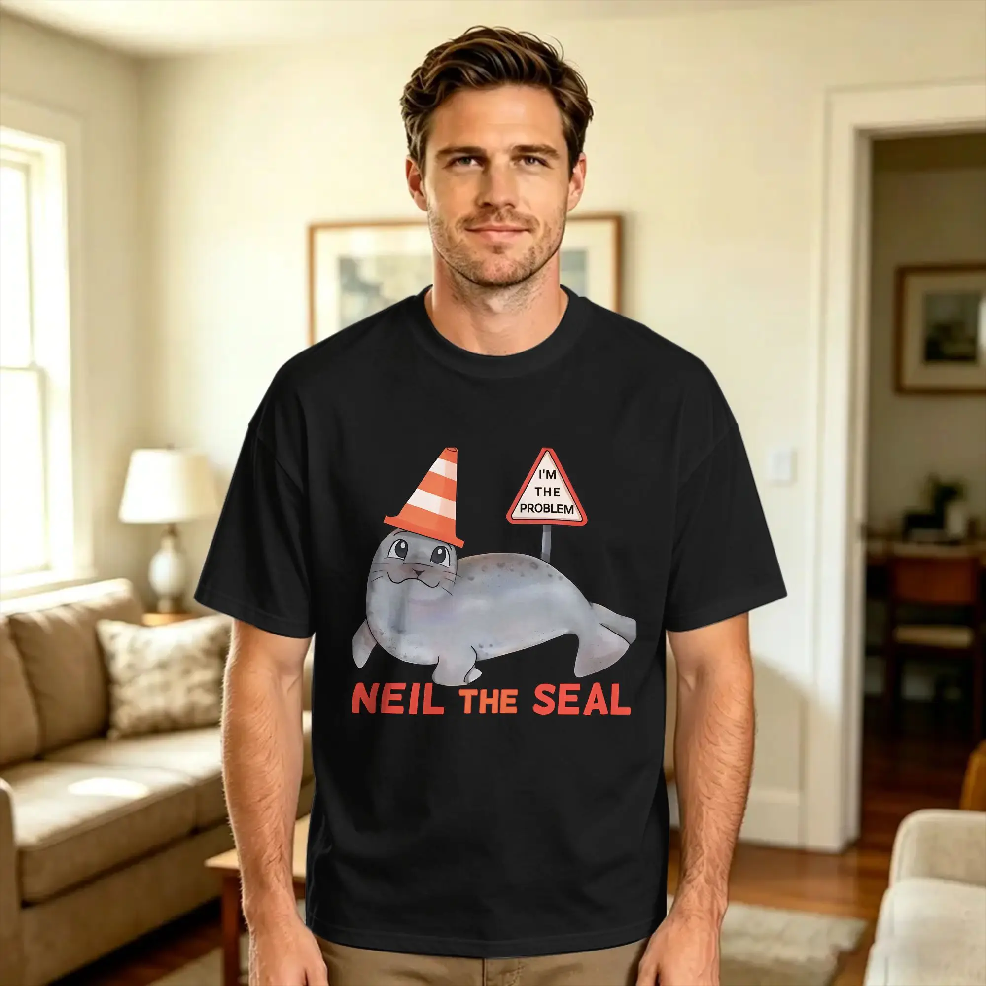 Neil The Seal  I‘m the Problem T-Shirt Summer  Hipster T Shirts Cotton O Neck Plus Size 5XL Tees Short-Sleeved Aesthetic Tops