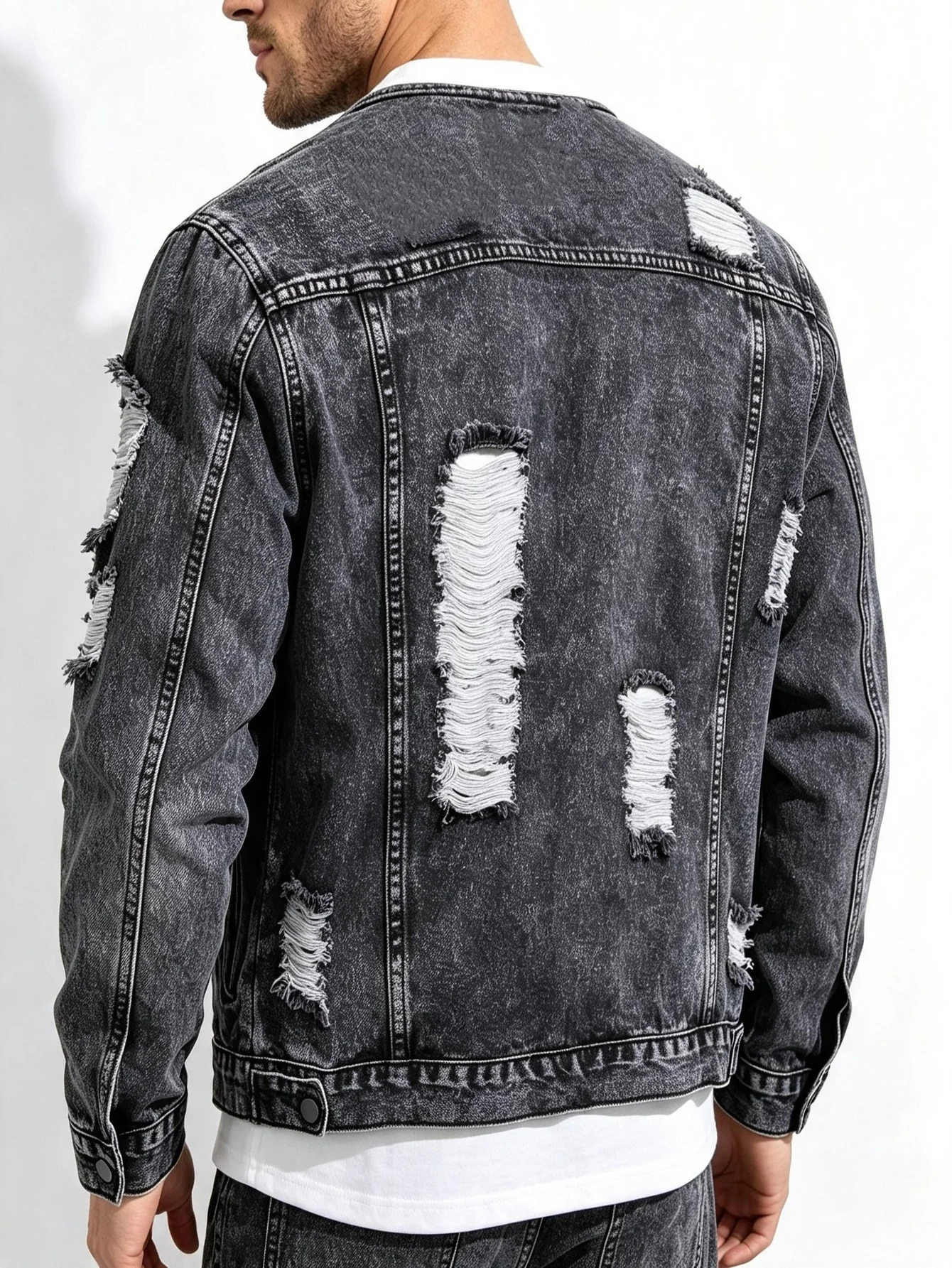 American Street Vibes Y2K Men's Denim Jacket Loose Jean Outerwear Birthday Gift for Your Lover or Husband