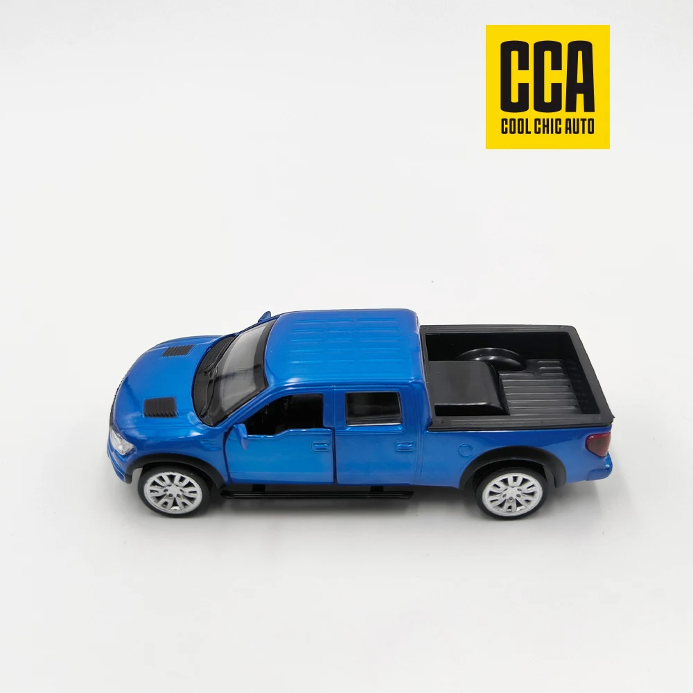 CCA a 1:52 blue Ford F-150 Raptor car model back car ornaments can open the door model car toys Christmas gift