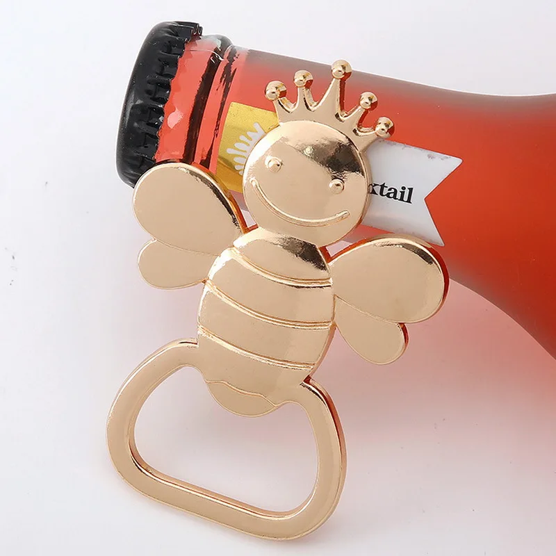 

10PCS X Wholesales Little Bee Gold Bottle Opener With Gift Box Packaging Wedding Baby Shower Favors Birthday Party Giveaways