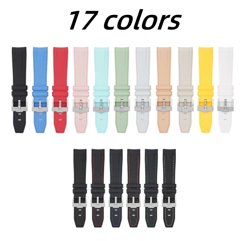 

Curved End Rubber Watch Bands For Omega Swatch Seamaster 300 MoonSwatch Rolex Silicone Watch Strap Men Women Bracelet 20mm