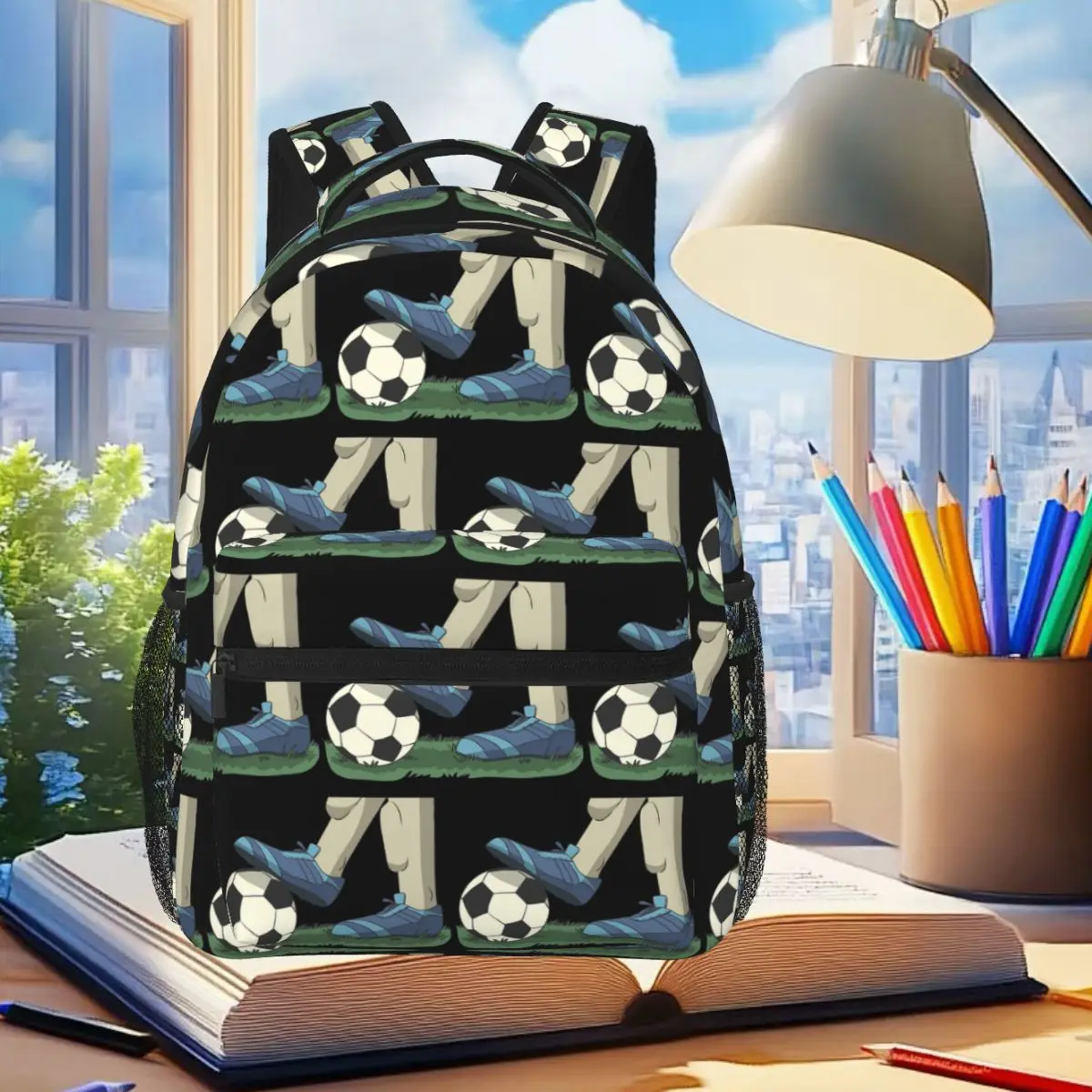 

Football Shoe On Ball Backpack Student Boys Girls BookBag Kids School Bag Laptop Shoulder Bags for Men Women