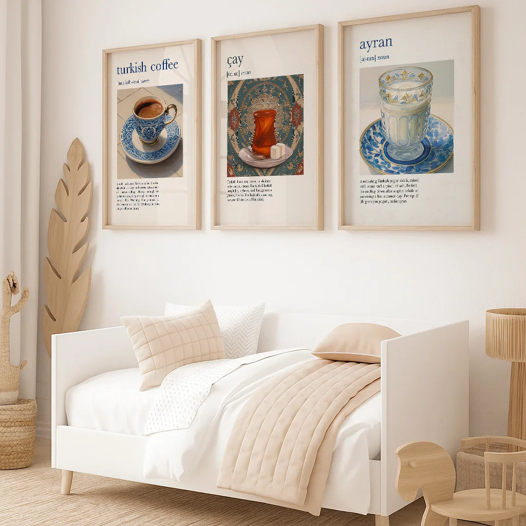 Küchenposter, traditioneller türkischer Druck, Bar, Kaffee, Karies, Tee, Backhaube, islamisches Bild, Wandkunst, Bild für Wohnzimmer, Heimdekoration
