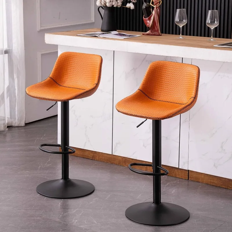 Bar Stools Set of 2 Black Adjustable Barstools Swivel Counter Stools Faux Leather Bar Chairs,3 Mins Quick Assembly