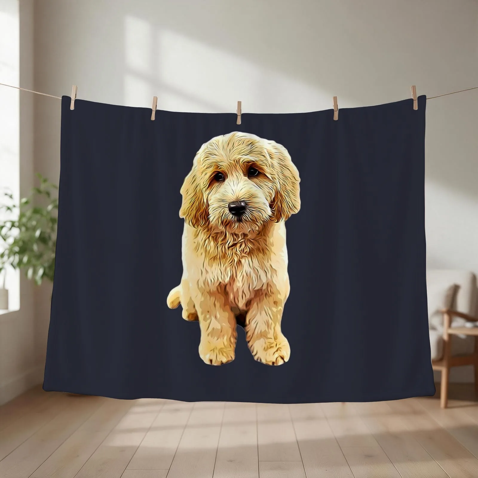 Goldendoodle Cute Puppy Eyes! Throw Blanket couch cozy soft plush fuzzy picnic outdoor blanket