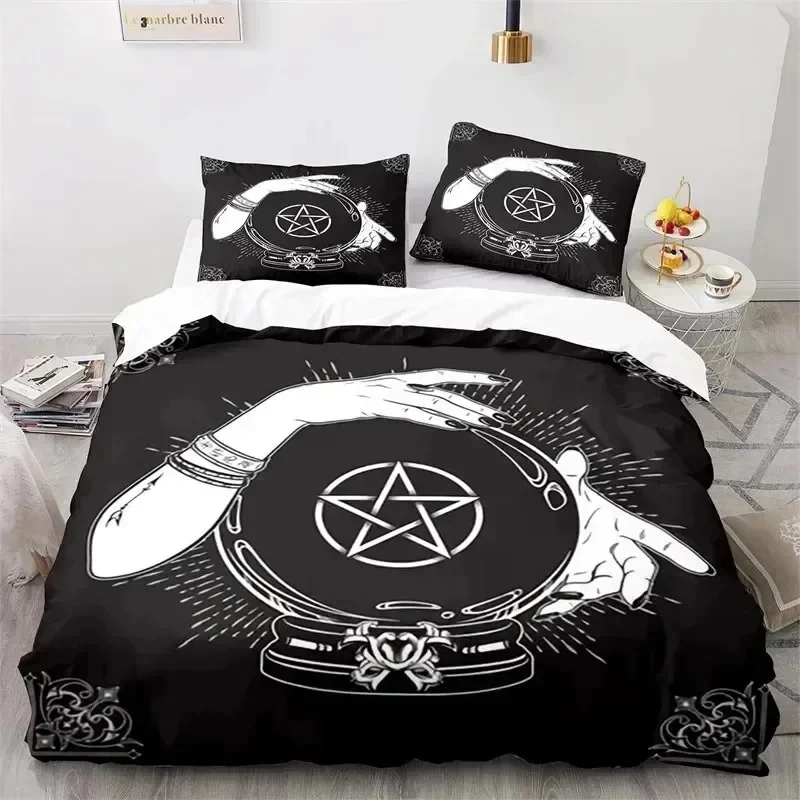 

Boho Sun And Moon Duvet Cover Mysterious Astrology Bedding Set Microfiber Witch Wiccan Fortune-Telling Tarot Cards Quilt Cover