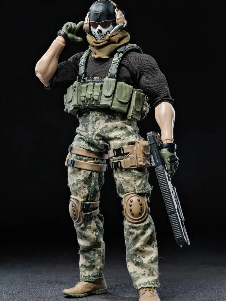 CY7-TOYS 1/12 Da Collezione Fantasma Panno Militare Action Figure Statico Pistola Fucile Ornamento 6 "Set Completo Uomo Soldato Modello Regalo