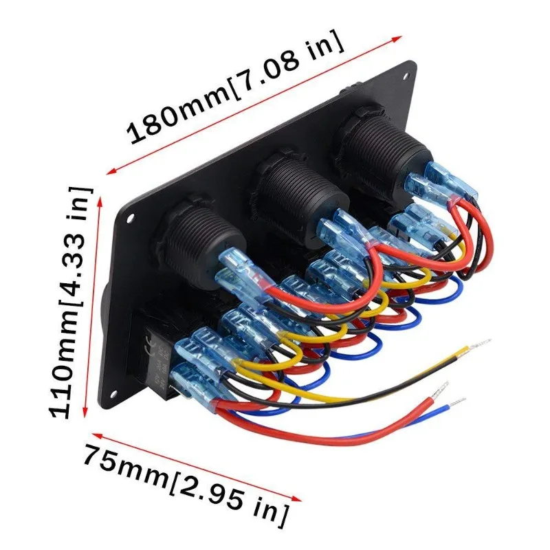 لوحة مفاتيح 6 عصابة مع شاحن USB مزدوج ومقياس جهد، ومفاتيح تشغيل/إيقاف 5 دبابيس للاستخدام التلقائي/RV