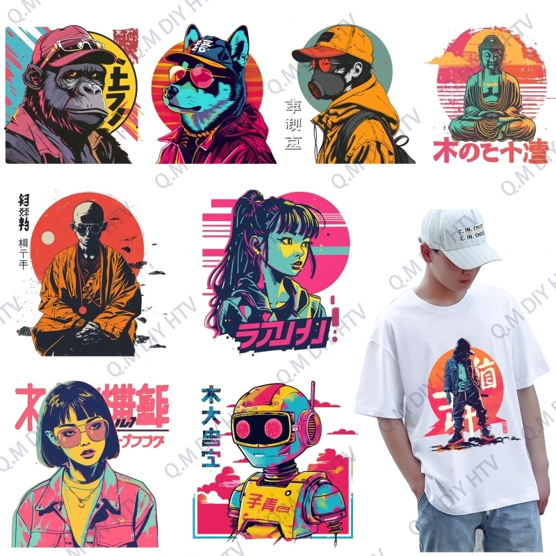 Fashion Japanese Style Color Printed Heat Transfer Stickers, Clothing Accessory That Can Be Washed Iron On Patched With Water