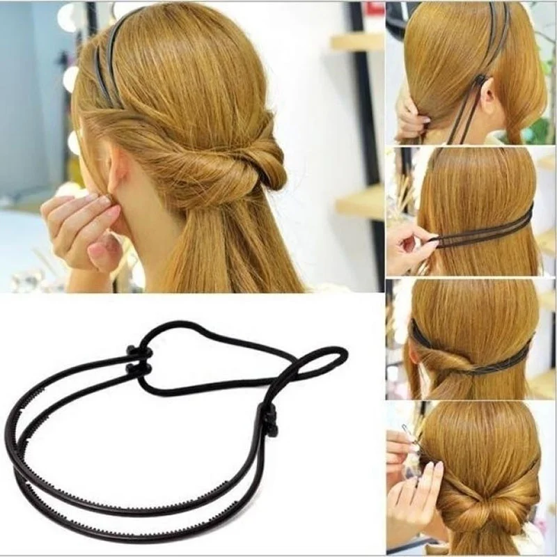 Fashion Women Girl Double Layer Adjustable Head Hair Hoop Elastic Hair Rope Hair Band Hair Accessories Hot Sale