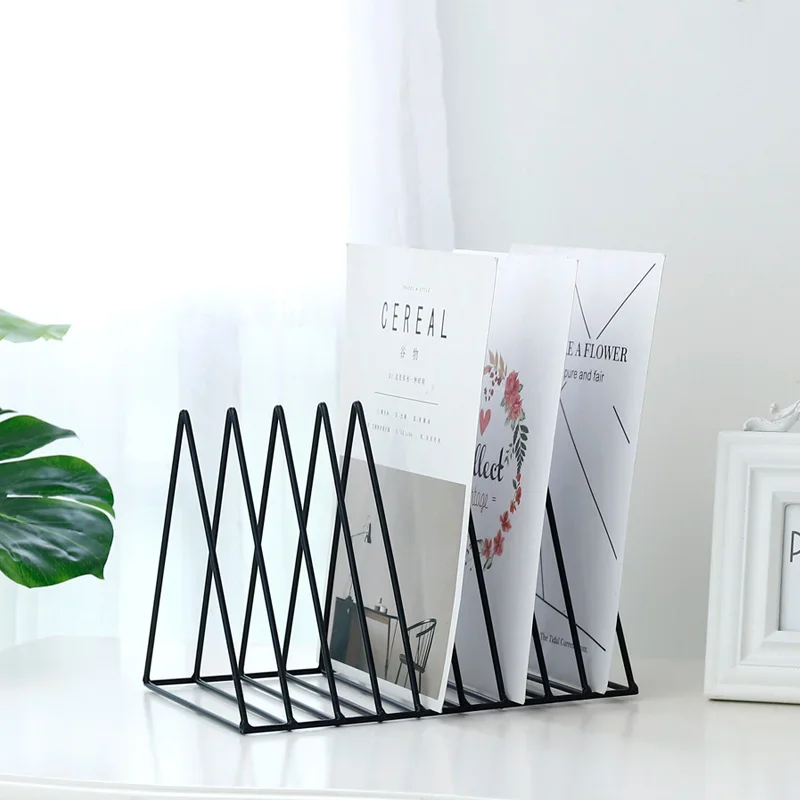 

Iron LP Record Rack Triangle Book Magzine Holder Desk Record Storage Document Organizer Desk Organizer Office Accessories