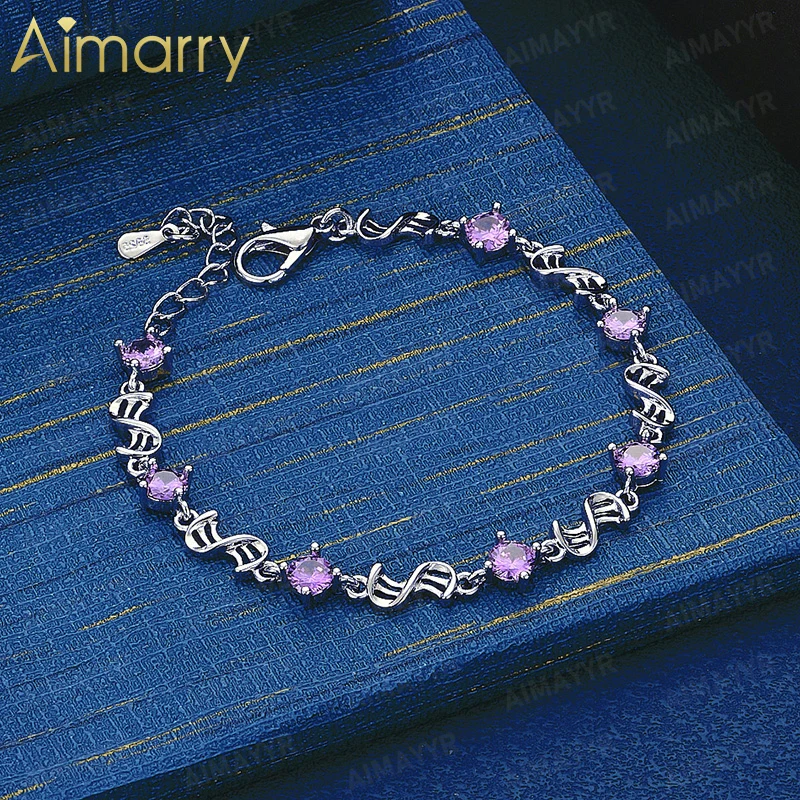 925 Sterling Silver Note Shaped Purple AAA Zircon Bracelet for Women's Parties Banquets Weddings High-quality Fashion Jewelry