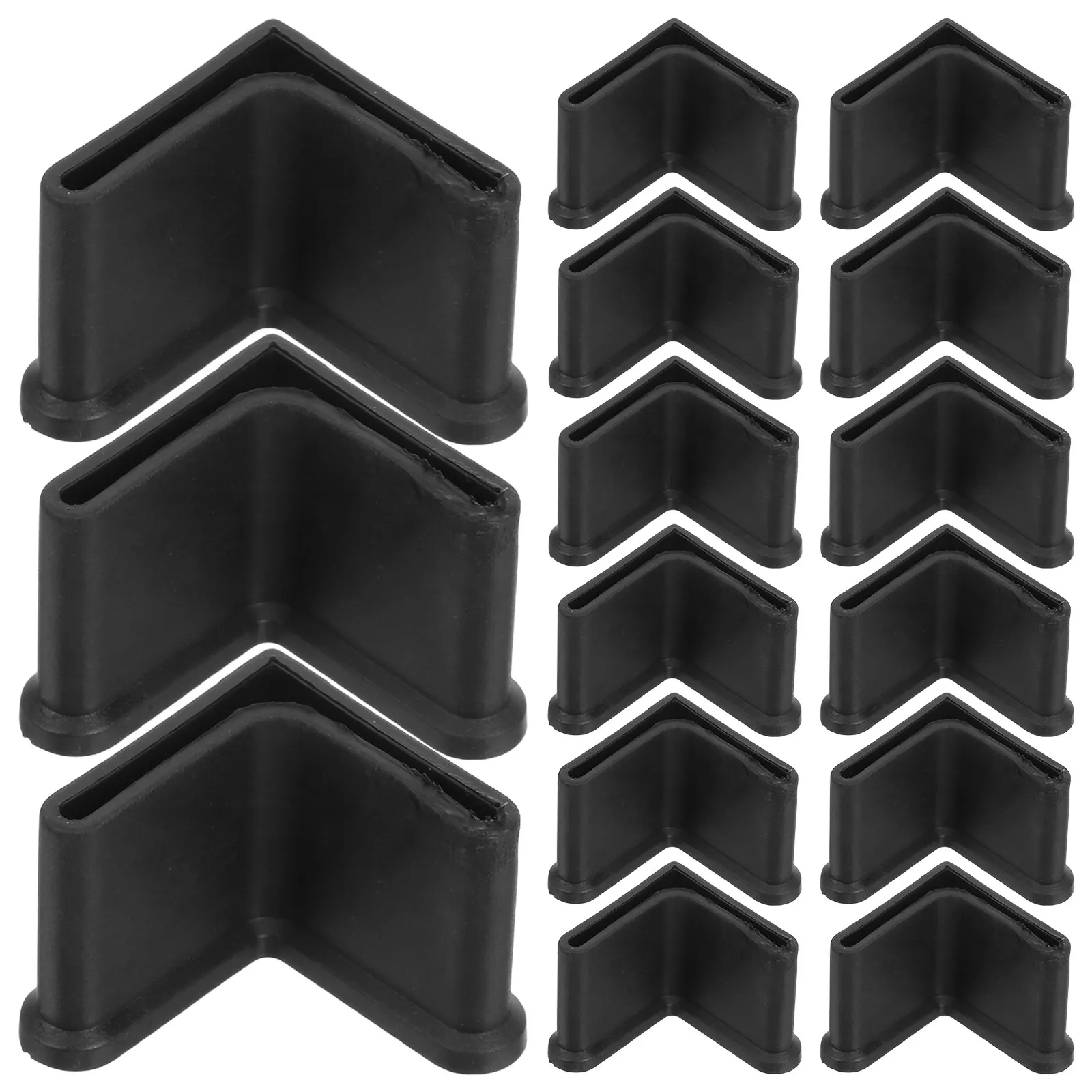 20Pcs L-Shaped Plastic Furniture Feet Covers Black Elastic Non-Slip Chair Bed Frame Leg Protectors