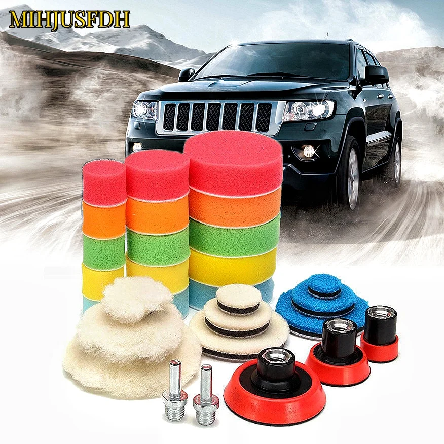 11/29 قطعة سيارة تلميع رغوة الحفر تلميع Dics عدة 1.2/2/3 بوصة تصلب انحناء التلميع منصات الصوف الإسفنج مجموعة كيت M14