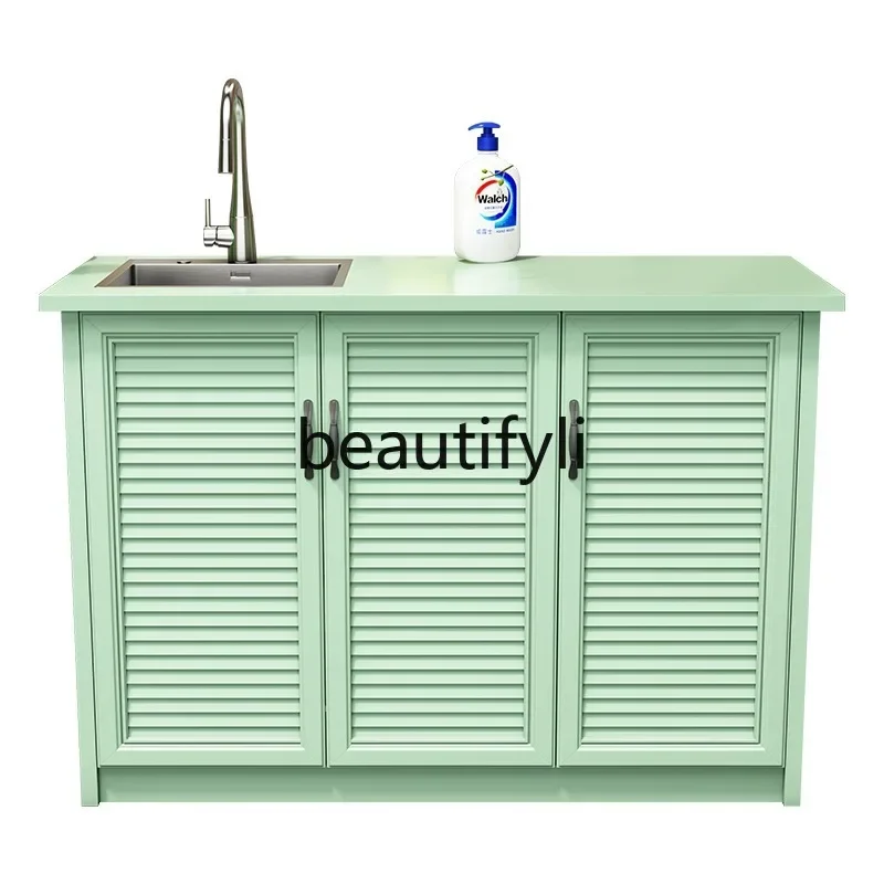 

All-Aluminum Alloy Outdoor Wash Basin Integrated Cabinet Household Sink Storage Cabinet Balcony Garden Utility Cabinet