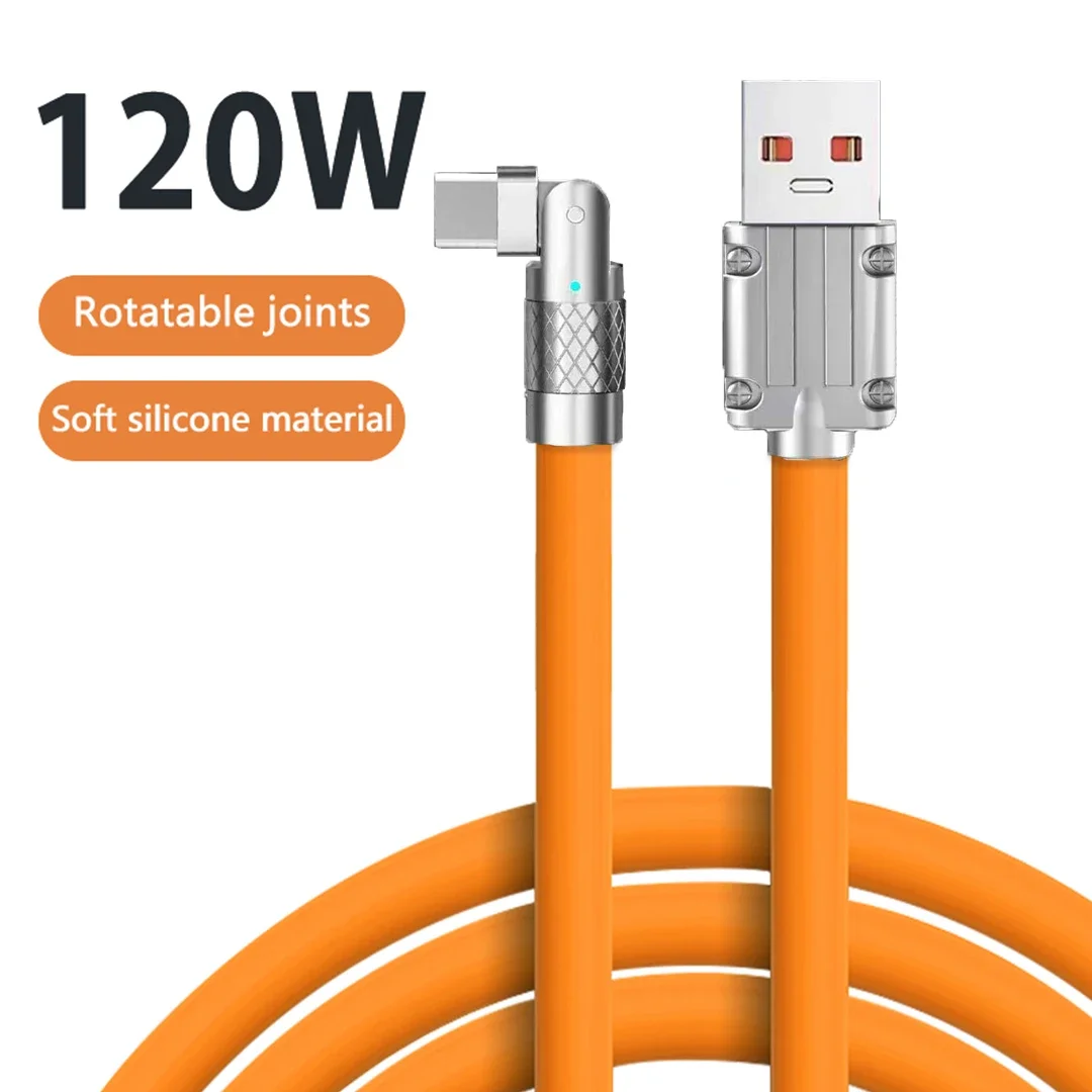 

120W 6A Super Fast Charging Cable Liquid Silicone Type C USB C Cable 1.2m For Xiaomi Huawei Samsung USB Bold Data Cable New